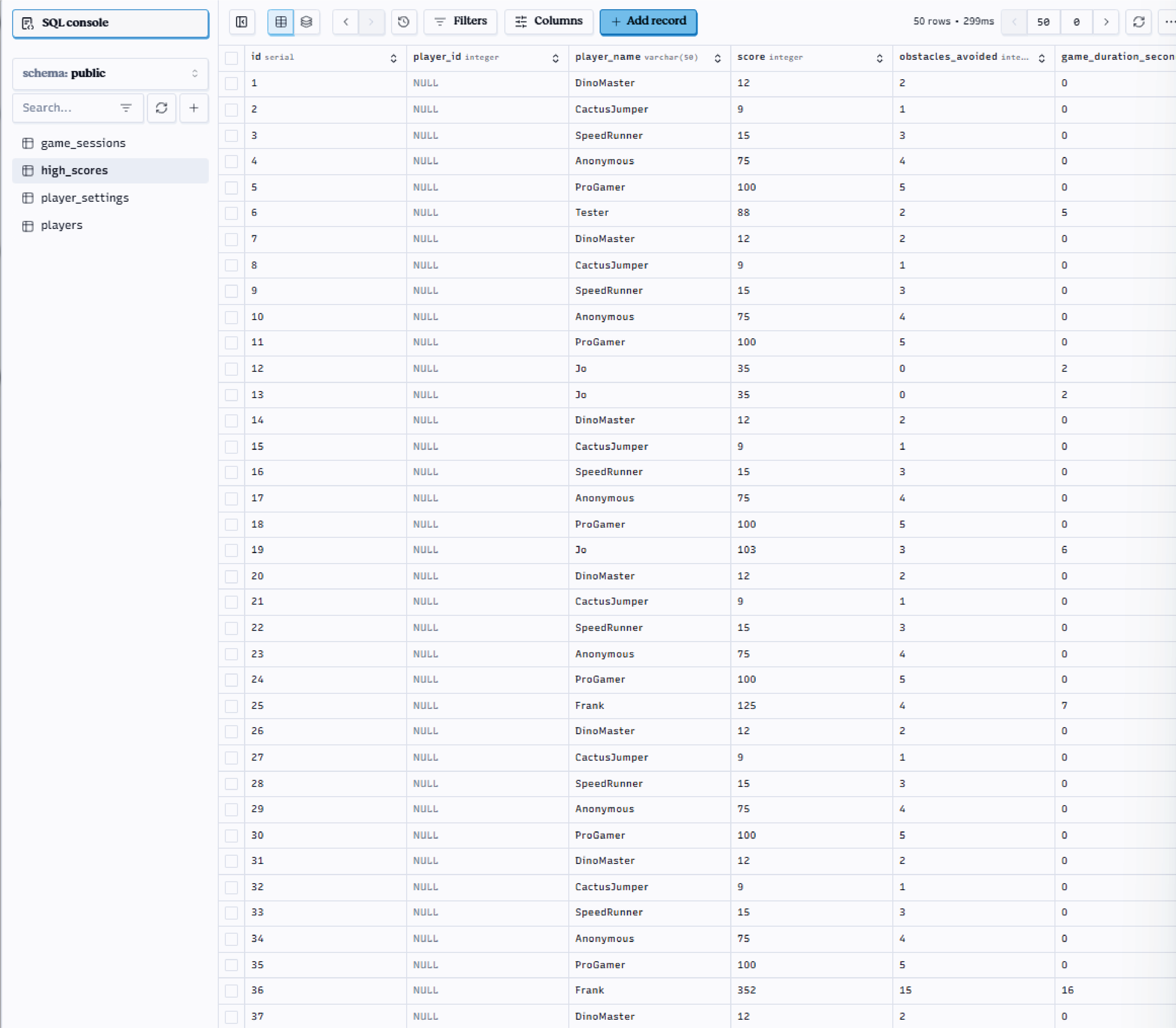 Screenshot of the Deno Deploy database explorer